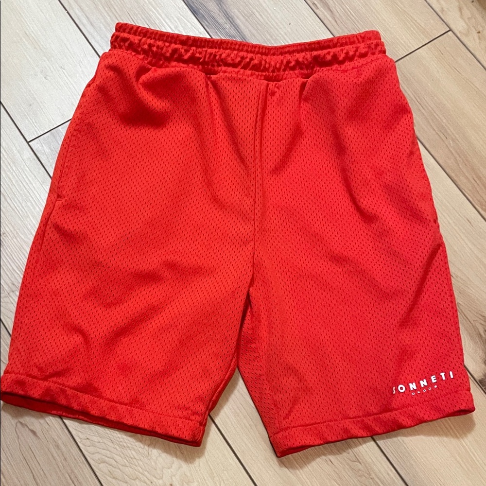 Kids Red Mesh Shorts